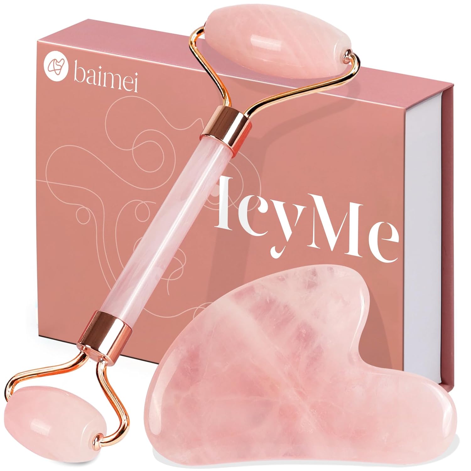 Experience the Magic of BAIMEI: Revitalize Your Skin with the IcyMe Jade Roller & Gua Sha!