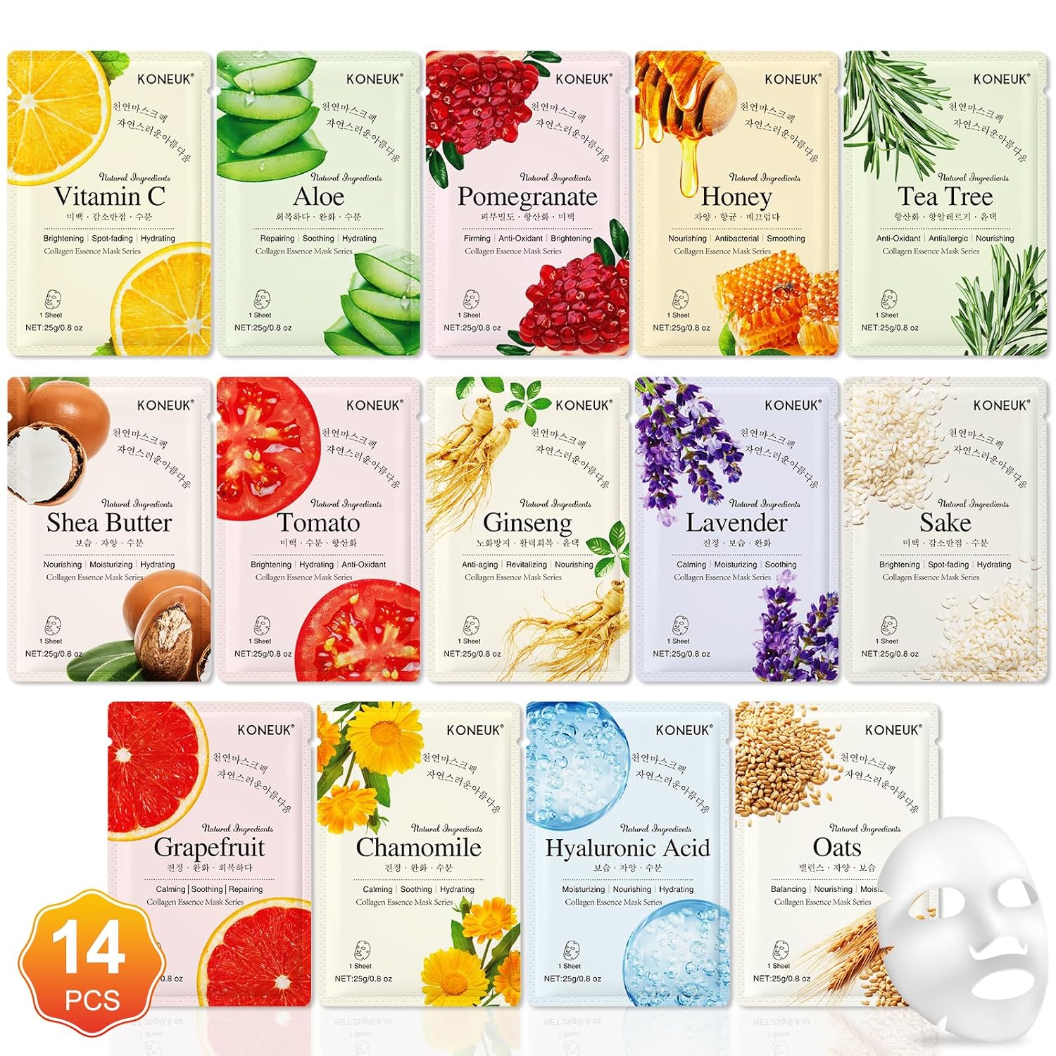 Ultimate Hydration: 14 Pack Sheet Face Masks for All Skin Types!