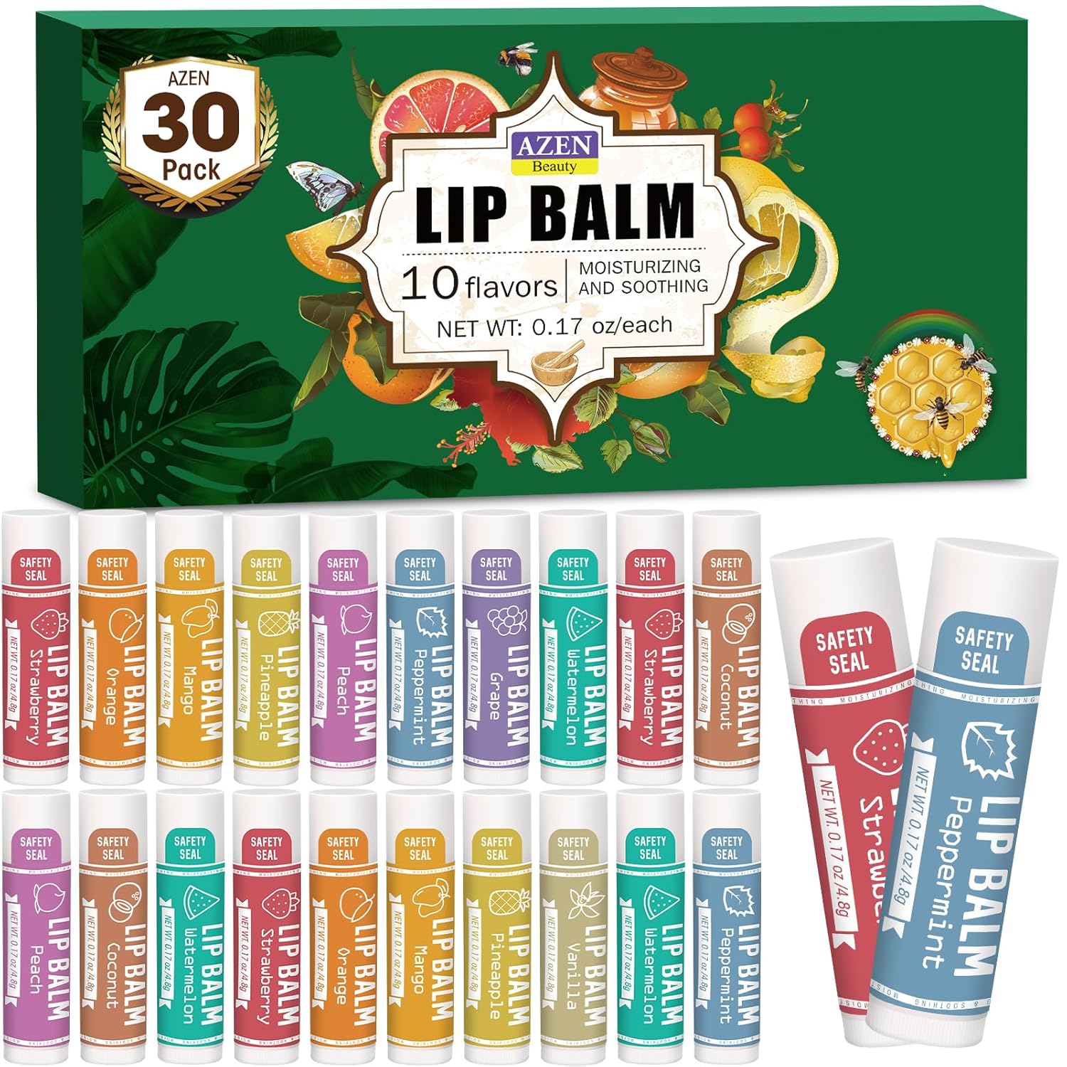 Revitalize Your Smile: AZEN 30 Pack Natural Lip Balm Review