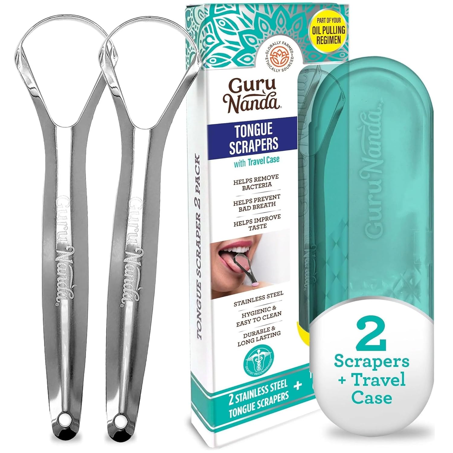 Revitalize Your Oral Care with GuruNanda's Stainless Steel Tongue Scraper – A Fresh Breath Essential!